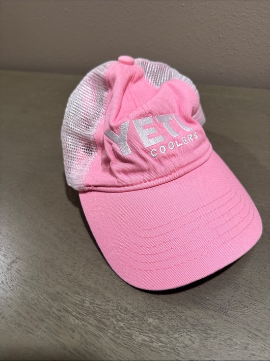 Yeti Accessories - Yeti Pink and White Mesh Trucker Hat with Embroidered Logo OS